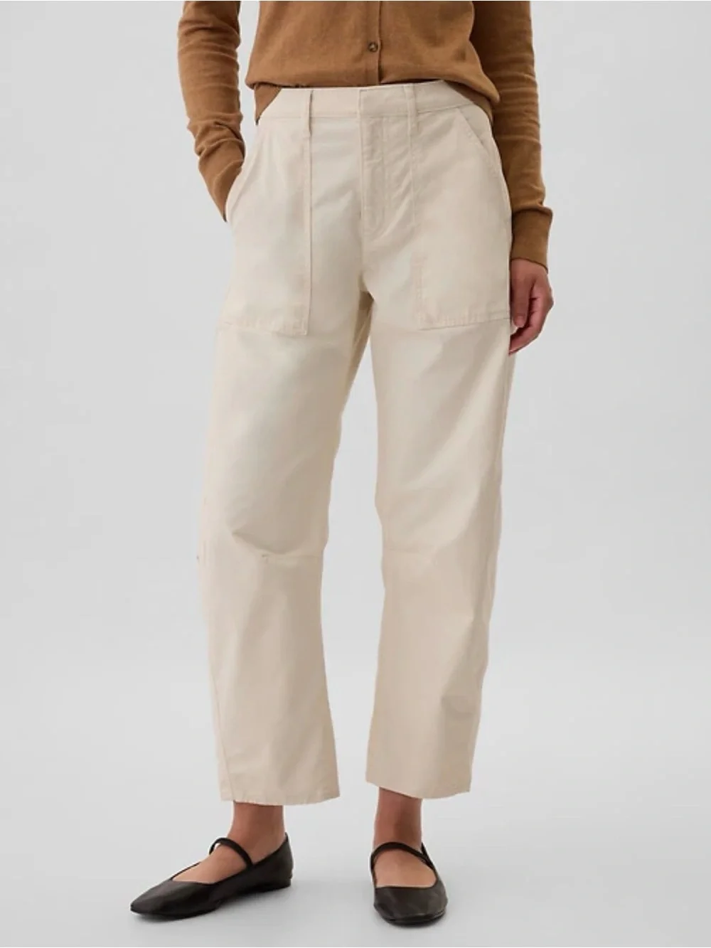 GAP High-Rise Barrel Utility Pants - Cream - Picture 1 of 4